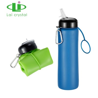 Fda approved folding silicone travel personalised sport water bottle