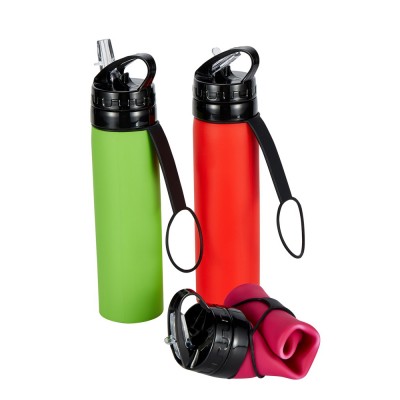 600ML Eco Friendly BPA Free Foldable Sports Silicone Water Bottle